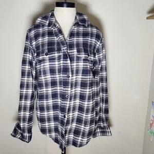 Mens, Rainforest  flannel shirt black white,sz L
